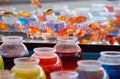 Colorful goldfish bowls for carnival game