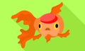 Colorful goldfish icon, flat style