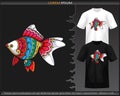 Colorful Goldfish mandala arts isolated on black and white t shirt