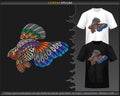 Colorful Goldfish mandala arts isolated on black and white t shirt