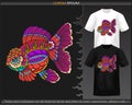 Colorful Goldfish mandala arts isolated on black and white t shirt