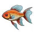 Colorful Goldfish Vector Illustration On White Background