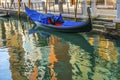 Colorful Gondola Small Side Canal Venice Italy