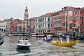 Colorful gondolas on the Grand Canal in Venice