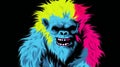 Colorful Gorilla: An Old Style Editorial Illustration With Fluorescent Colors