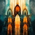 Colorful Gothic Cathedral: A Digital Watercolor Masterpiece