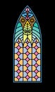 Colorful Gothic stained glass window.