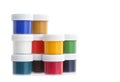 Colorful gouache paint cans isolated on white Royalty Free Stock Photo