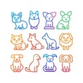 Colorful Gradient Dog Breeds Icons Illustration Set Royalty Free Stock Photo