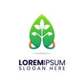 Green Water Drop Leaf Logo Template