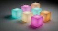 Colorful Gradient Illuminated Cubes Arranged on Gray Surface Creating a Modern and Playful Abstract Composition Royalty Free Stock Photo