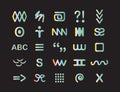 Colorful gradient Random shapes signs and symbols icons design elements set on black