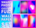 Colorful gradient texture wallpaper templates for smartphone screens. Mobile phone background set Royalty Free Stock Photo