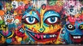 Colorful Graffiti Adorns a Brick Wall Royalty Free Stock Photo