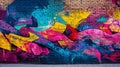 Colorful Graffiti Adorns Brick Wall Royalty Free Stock Photo