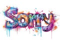 Colorful Graffiti Apology Mural with Sorry Message on Urban Wall Royalty Free Stock Photo