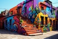 Colorful graffiti art adorning the walls of a