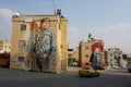 Colorful graffiti district in Amman, Jordan - art on public houses