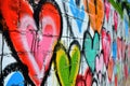 Colorful Graffiti Hearts Adorn A Wall Evoking Feelings Of Love And Romance