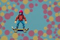 colorful graffiti illustration of a silhouette of a skater, full body action shot, generative ai art