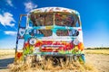 colorful graffiti on school bus in palouse washington Royalty Free Stock Photo