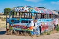 colorful graffiti on school bus in palouse washington Royalty Free Stock Photo