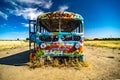 colorful graffiti on school bus in palouse washington Royalty Free Stock Photo