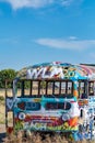 colorful graffiti on school bus in palouse washington Royalty Free Stock Photo