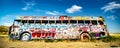 colorful graffiti on school bus in palouse washington Royalty Free Stock Photo