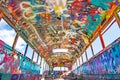 Colorful graffiti on school bus in palouse washington Royalty Free Stock Photo