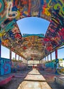 Colorful graffiti on school bus in palouse washington Royalty Free Stock Photo