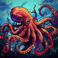Colorful Graffiti-style Octopus Illustration In Pop Art