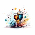 Colorful Graffiti-style Wine Glasses Vector Illustration Royalty Free Stock Photo