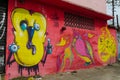 Colorful graffiti wall Royalty Free Stock Photo