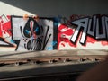 Colorful graffiti on the wall of the tran tunnel