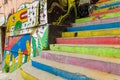 Colorful graffity and stairs in Valparaiso Royalty Free Stock Photo