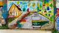 Colorful graffity wall in Valparaiso Royalty Free Stock Photo