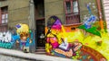 Colorful graffity wall in Valparaiso Royalty Free Stock Photo