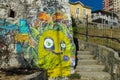 Colorful graffity wall in Valparaiso Royalty Free Stock Photo