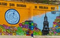 Colorful graffity wall in Valparaiso Royalty Free Stock Photo