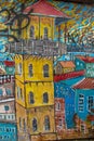 Colorful graffity wall in Valparaiso Royalty Free Stock Photo