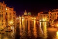 Colorful Grand Canal Salut Church Night Venice Italy