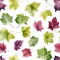 Colorful grape leaves as seamless background. Autumn pattern. Generative AI Royalty Free Stock Photo