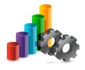 Colorful graph and gear business Royalty Free Stock Photo