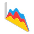 Colorful graph wave icon, isometric style