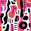 Colorful Graphic Abstract Pattern In Pink And Black