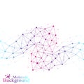 Colorful graphic background molecule and communication. Connected lines with dots. Medicine, science, technology design Royalty Free Stock Photo