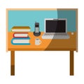 Colorful graphic of desk home office basic without contour and half shadow