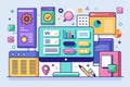 Colorful graphic elements showcase design features for user interfaces tailored to enhance modern application experiences Royalty Free Stock Photo