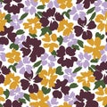 Colorful graphic large scale floral vector seamless pattern on white background Royalty Free Stock Photo